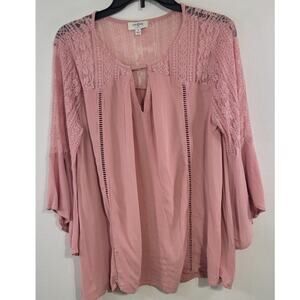 Anthropologie Umgee Blouse Womens Medium Lace Bell Sleeve Boho Cottage Core Top